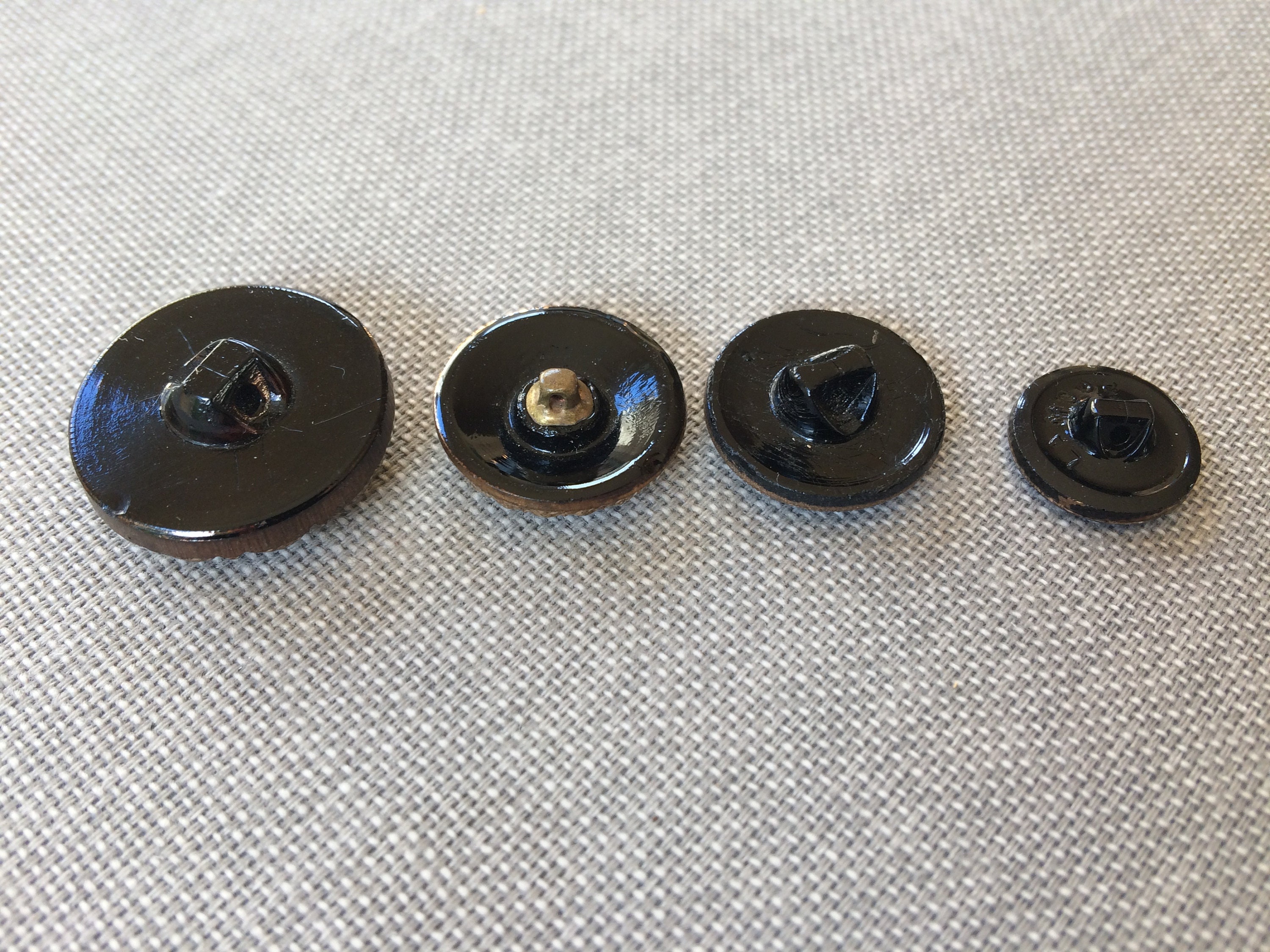 Four Vintage Black Glass Shank Buttons With Gold Decoration - Etsy ...