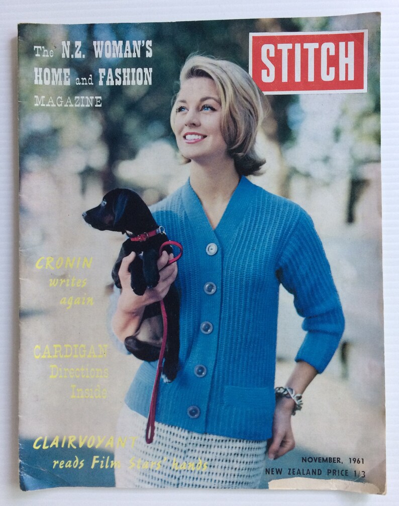 New Zealand Woman/'s Home and Fashion magazine Stitch vintage November 1961 issue