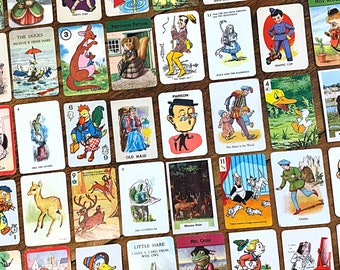 40 vintage children’s playing cards from old games, use as pocket tucks in junk journals, in mixed media, scrapbooks, altered art projects