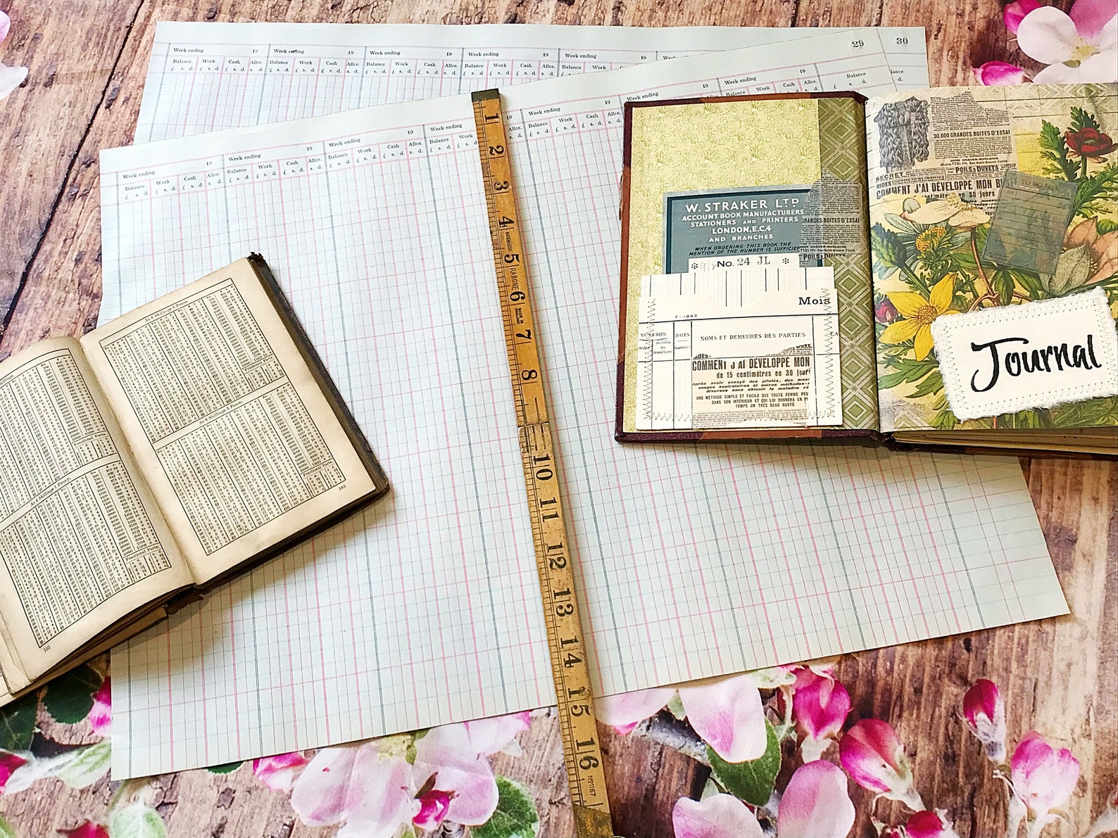 Large Vintage Ledger Paper Two Huge Folded Sheets From an Etsy