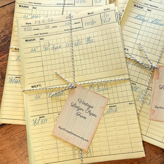 Vintage Yellow Ledger Paper Textile Mill Order Book Carbon Etsy UK
