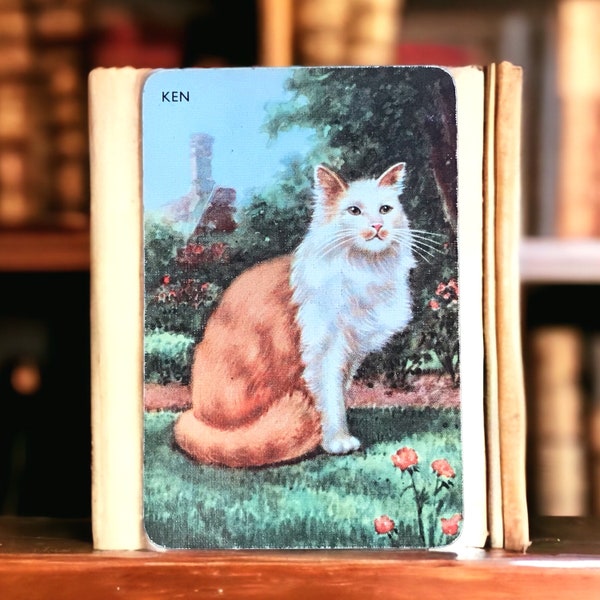Pair of ginger cat playing cards by Alf Cooke, collectable vintage Ken single swaps, pocket tucks in junk journals, scrapbook ephemera