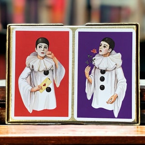 Vintage Pierrot playing cards for junk journals, scrapbooks and mixed media, six collectable single swaps, Commedia dell’Arte sad clown gift