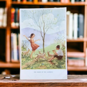 Der Tanz der Lambkins Vintage Postkarte, illustriert von Margaret Tarrant, The meldenee Serie, Kinderzimmer Dekor
