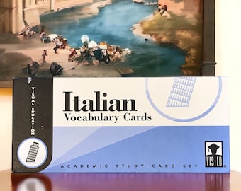 Vintage Italian Vocabulary Cards, Ephemera Pack of 25 randomly selected words, use as pocket tucks in junk journals, mixed media collage