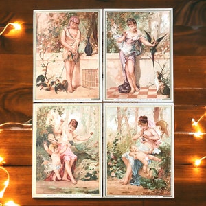 Cartes victoriennes anciennes de Noël et du Nouvel An, style préraphaélite classique, belles chromolithographies de Noël vintage, choisissez votre carte