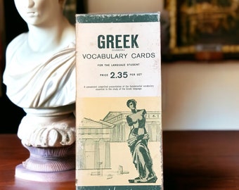 Vintage Classical Greek Vocabulary Cards, ephemera pack of 25 words to use in scrapbooks and junk journals as pocket tucks, foreign language