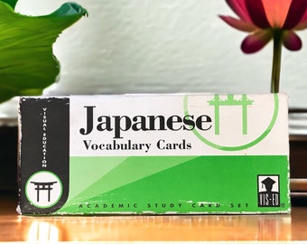 Vintage Japanese Language Vocabulary Cards, ephemera pack of 25 words to add to junk journals, pocket tucks and mixed media collage supply