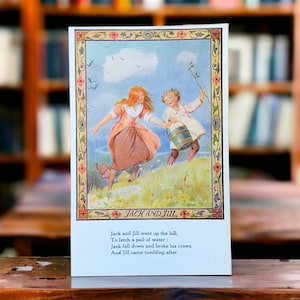 Jack und Jill Kinderreim Vintage Postkarte, illustriert von Margaret Tarrant und herausgegeben von The Medici Society