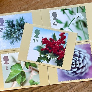 Vintage Christmas Evergreens and Traditions Postkartenset, Royal Mail 2002 Briefmarke Bild PQQ-Karten, Weihnachtsgeschenkidee