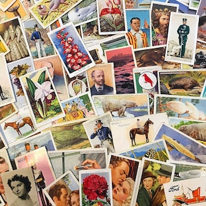 50 Vintage Tee- und Zigarettenkarten, Ephemera-Packs, Tascheneinhänger in Junk Journals, Mixed Media Collagen und Scrapbooking, alle unterschiedlich