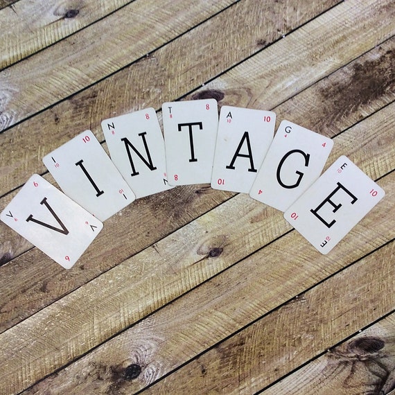 Vintage Alphabet Letters Set Of Lexicon Cards For Bunting Signs Banners Make Your Own Wall Decor Or Mixed Media Collage