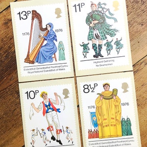 郵便局からの英国の文化的伝統のポストカード、PHQ 切手絵カードのビンテージ セット、コレクターまたは郵便用