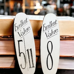 Vintage Excellent Value Shop Price Labels, pre decimal pounds shillings pence pricing tag, use as flatlay display props and in junk journals