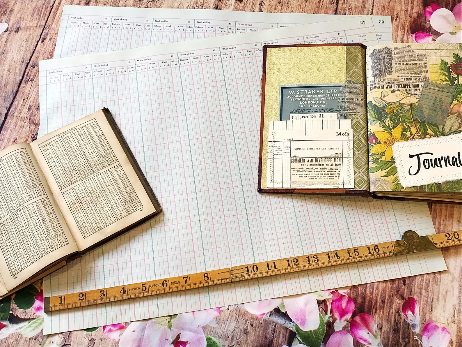 Large Vintage Ledger Paper Two Huge Folded Sheets From an Etsy