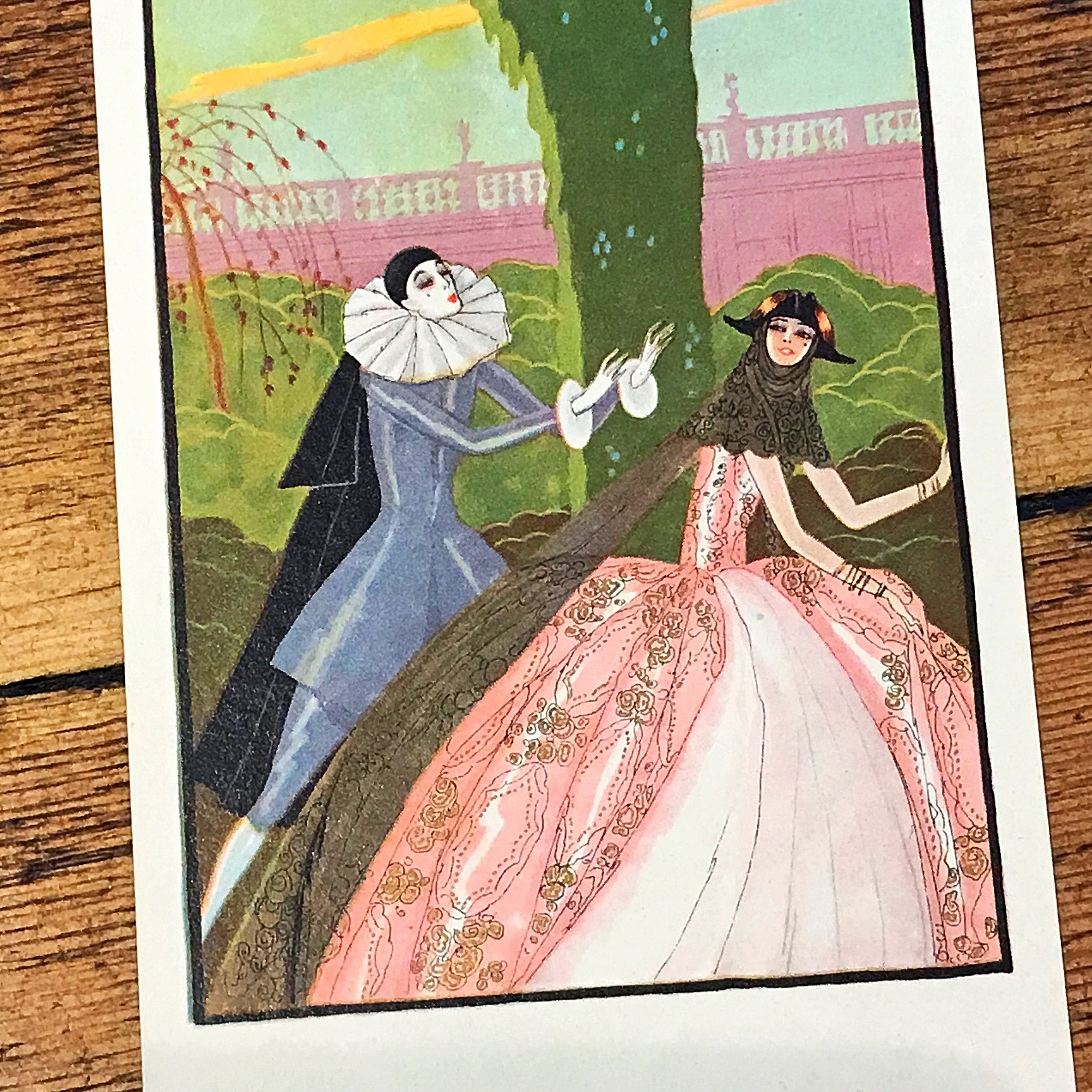 Paper Stationery Art Deco vintage Italian postcard collectable by