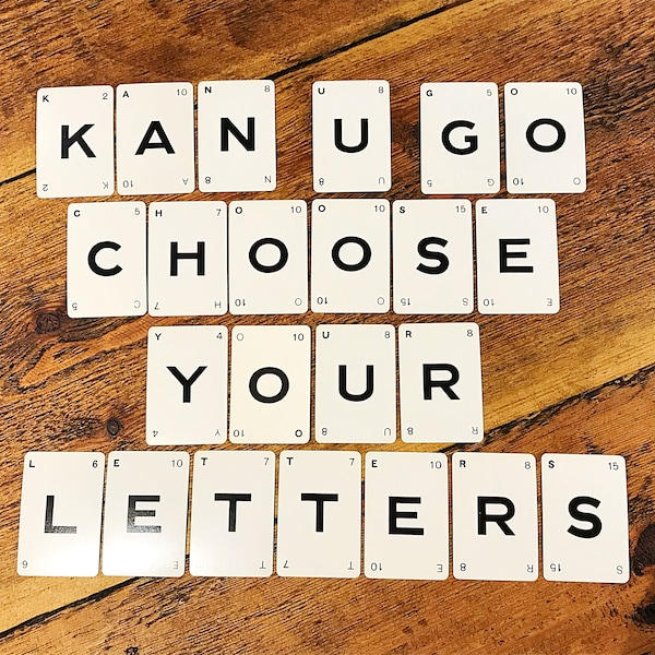 Vintage KAN-U-GO alphabet letter game cards, minimum order of 3 please, similar to Lexicon, junk journaling, mixed media collage, assemblage