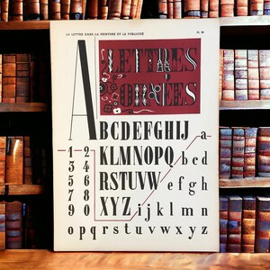Französisches Vintage Alphabet Druck zum Rahmen und Aufstellen, dekorative Typografie, Schriftprobe, Grafik, kunstvolle Schrift, Werbedesign