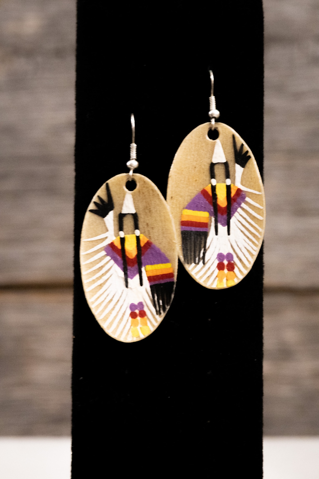 Earrings SR001 Lakota Sioux Native Painted Elk Hide Etsy