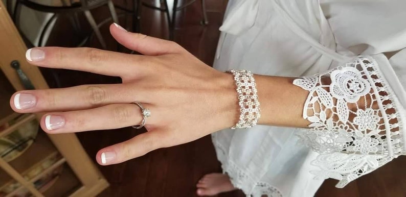 Lakota Sioux Daisy chain Beadwork Silver and Purple Bracelet TH-261 8 length Wedding Lace in White