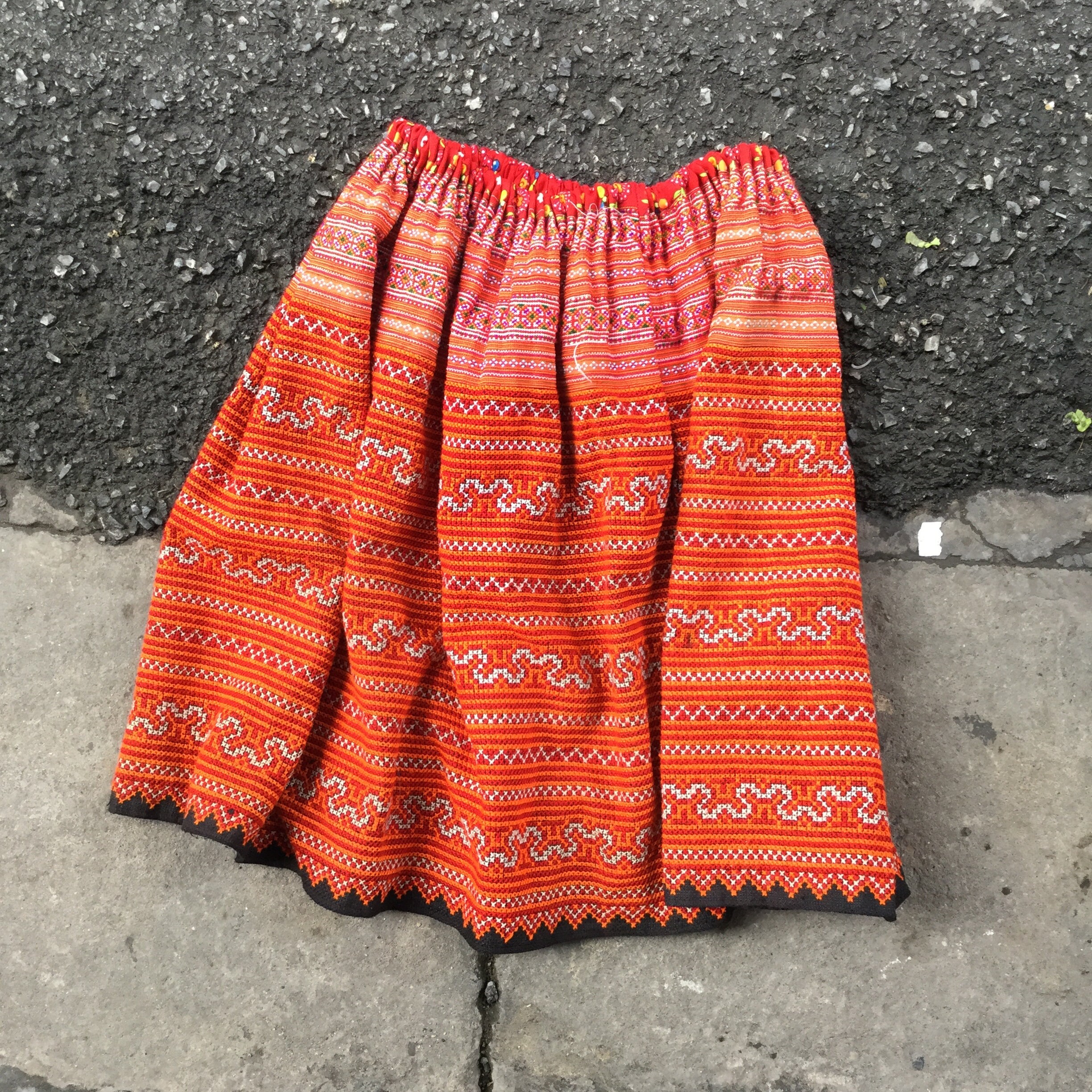 Vintage Handmade Tribal Hmong Embroidered Cotton Skirt - Etsy
