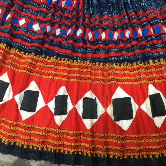 Vintage Tribal Flower Hmong women cotton skirt - image 5