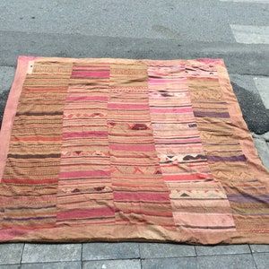 Vintage Handmade tribal Muong Thai textile blanket in the centre of Vietnam