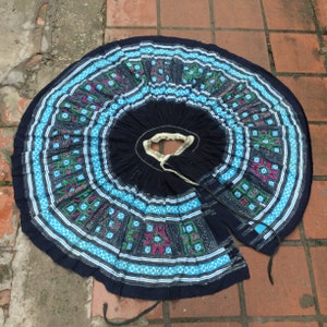 Vintage Tribal Hmong embroidered,hand stitched,batik cotton skirt in the north of Vietnam