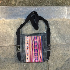Vintage handmade tribal hmong batik embroidered shoulder bag in the north of Vietnam