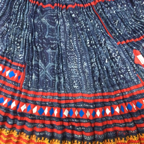 Vintage Tribal Flower Hmong women cotton skirt - image 3