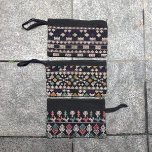 Vintage Handmade Tribal Hmong Dao embroidery silk  cotton wallet