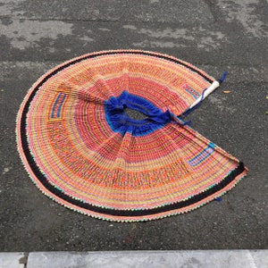 Vintage  Tribal Flower Hmong embroidered cotton woolen women skirt