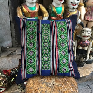 Vintage Handmade Tribal Hmong embroidered cotton pillow cover