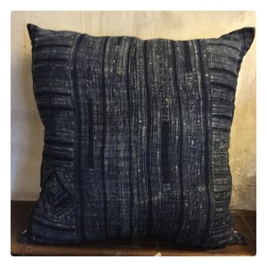 Vintage handmade Tribal Hmong batik hemp pillow cover in the north of Vietnam