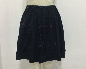 Vintage Handmade Tribal Hmong natural indigo hemp skirt
