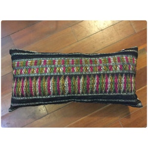 Vintage Handmade Hmong Tho handwoven silk cotton pillow cover