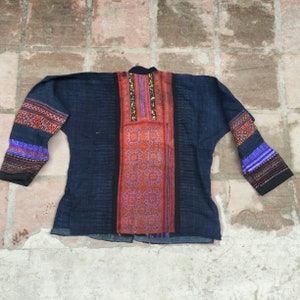 Vintage Handmade Tribal Hmong embroidered cotton hemp jacket in the north of Vietnam