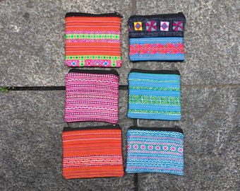 Handmade Tribal Flower Hmong embroidered cotton purses