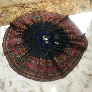 Vintage tribal Hmong batik embroidered cotton skirt in LaoCai area,north of Vietnam