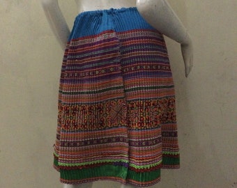Vintage Handmade tribal Hmong embroidered polyester cotton women skirt