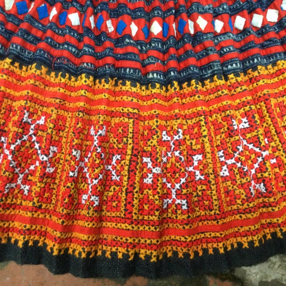 Vintage Tribal Flower Hmong women cotton skirt - image 4