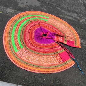 Vintage tribal Flower Hmong women cotton embroidered cotton skirt in the north of Vietnam