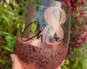 Personalised 18 Stemless Glass