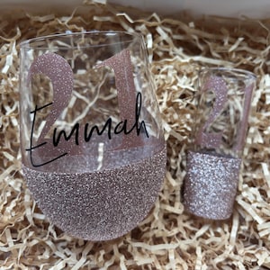 Personalised 21 Stemless Glass plus  shotglass