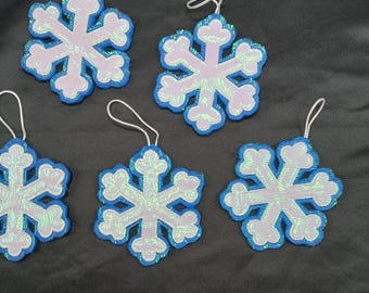 Handmade Blue Felt Snowflake Ornament: Holiday Tree Decor