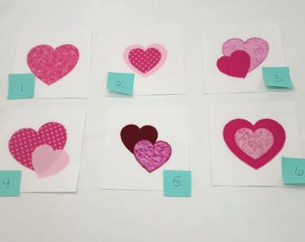 Handmade applique Quilt Blocks -unfinished-hearts