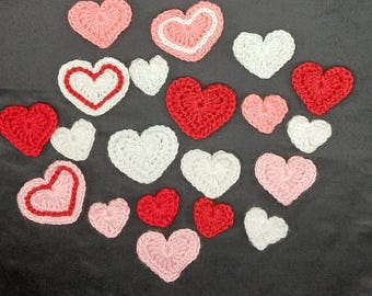 Crochet Hearts various sizes-set of 20