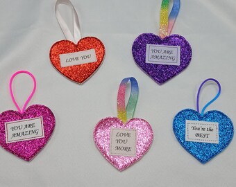 Glitter Felt Hearts