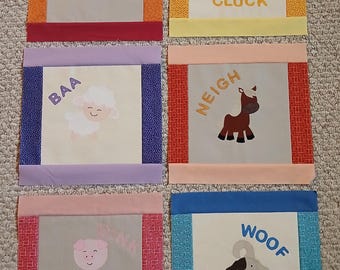 Handmade applique Quilt Blocks -unfinished-Farm animals