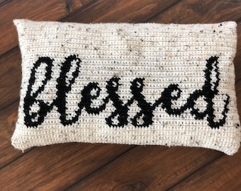 Handmade Pillow-crocheted blessed